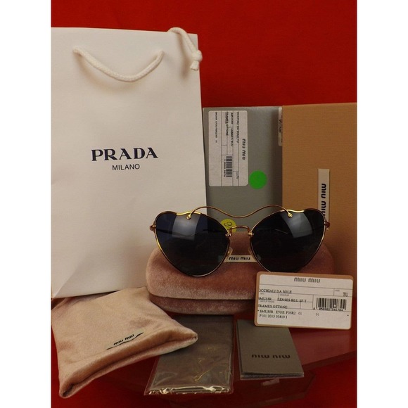 MIU MIU PRADA SMU55R CAT EYES SCENIQUE GOLD LILAC METAL LOGO FRAME SUNGLASSES - Picture 3 of 12